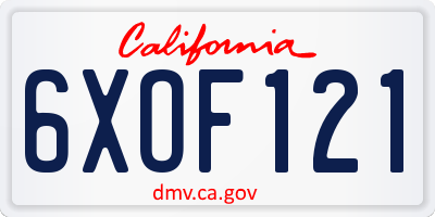 CA license plate 6XOF121