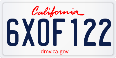 CA license plate 6XOF122