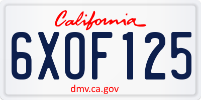 CA license plate 6XOF125