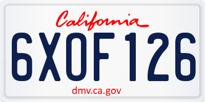 CA license plate 6XOF126