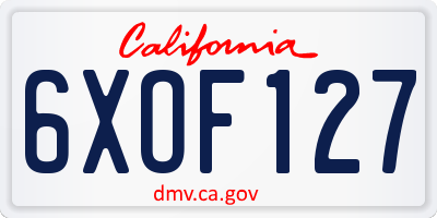 CA license plate 6XOF127