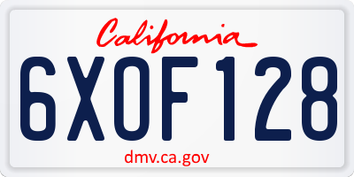 CA license plate 6XOF128