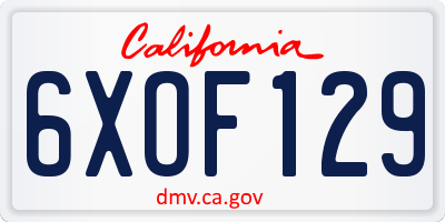 CA license plate 6XOF129