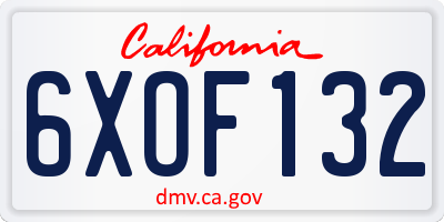CA license plate 6XOF132
