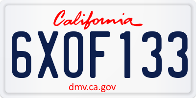 CA license plate 6XOF133