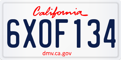 CA license plate 6XOF134