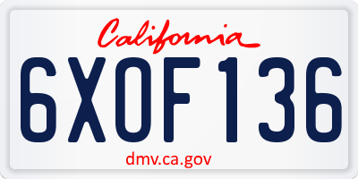 CA license plate 6XOF136