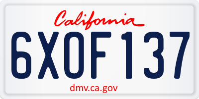 CA license plate 6XOF137