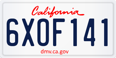 CA license plate 6XOF141