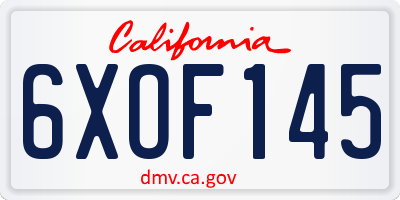 CA license plate 6XOF145