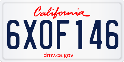 CA license plate 6XOF146