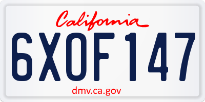 CA license plate 6XOF147