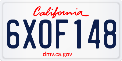 CA license plate 6XOF148