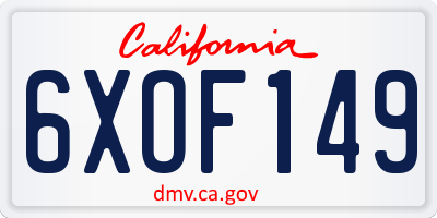 CA license plate 6XOF149