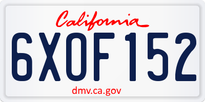 CA license plate 6XOF152