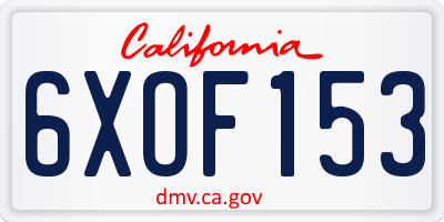 CA license plate 6XOF153