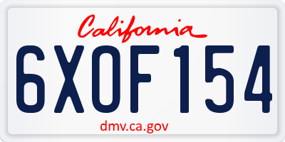 CA license plate 6XOF154