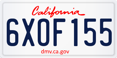 CA license plate 6XOF155