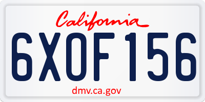 CA license plate 6XOF156