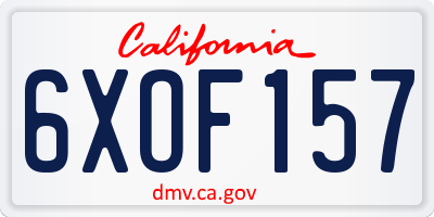 CA license plate 6XOF157