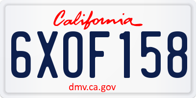 CA license plate 6XOF158