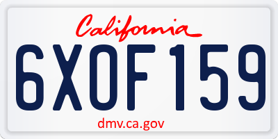 CA license plate 6XOF159