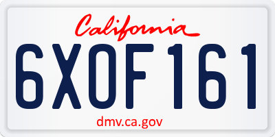 CA license plate 6XOF161