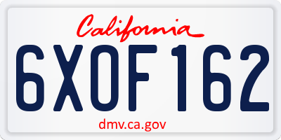 CA license plate 6XOF162