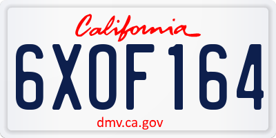 CA license plate 6XOF164