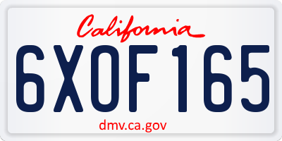 CA license plate 6XOF165