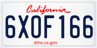 CA license plate 6XOF166