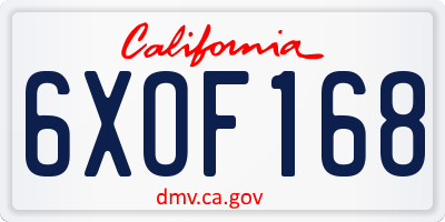 CA license plate 6XOF168