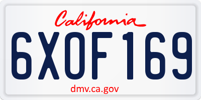 CA license plate 6XOF169