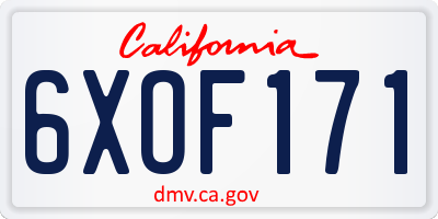 CA license plate 6XOF171