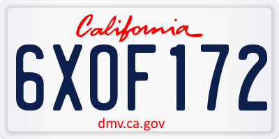 CA license plate 6XOF172
