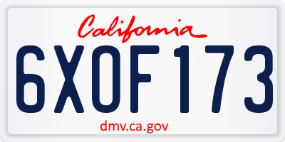 CA license plate 6XOF173