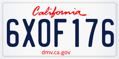 CA license plate 6XOF176