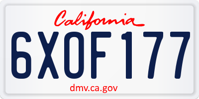 CA license plate 6XOF177