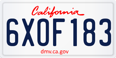 CA license plate 6XOF183