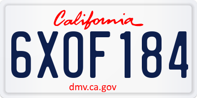 CA license plate 6XOF184