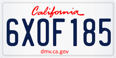 CA license plate 6XOF185