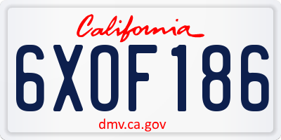 CA license plate 6XOF186