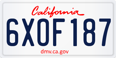 CA license plate 6XOF187