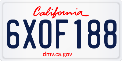 CA license plate 6XOF188