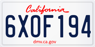 CA license plate 6XOF194