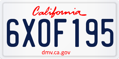 CA license plate 6XOF195
