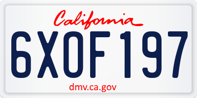 CA license plate 6XOF197