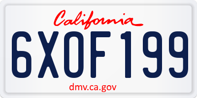 CA license plate 6XOF199