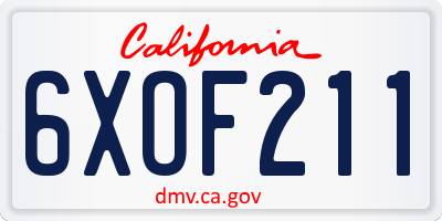CA license plate 6XOF211