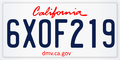 CA license plate 6XOF219